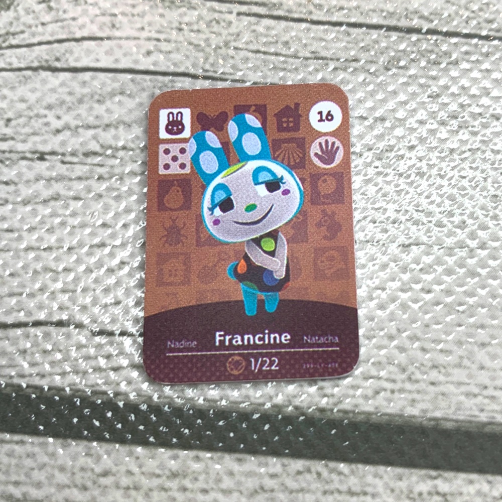 Animal Crossing Amiibo Francine Mini NFC Card. Scan in Villager ACNH Switch